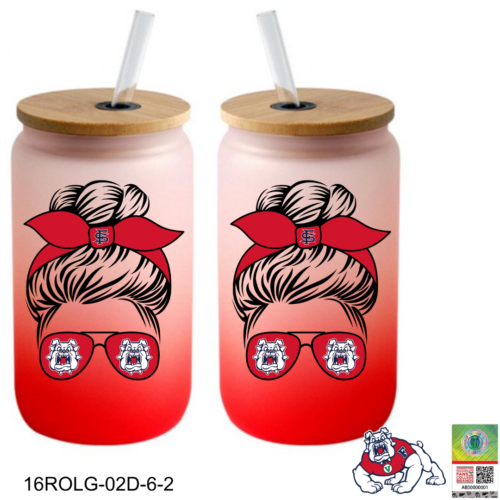 Fresno State® - 16oz Frosted Red Glass Can - Image 2